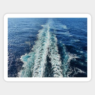 Ocean Ship Trail and Waves Sticker
